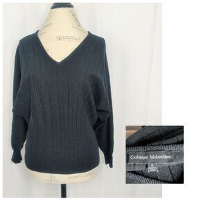 Vintage Catherine Malandrino Black Knit Sweater Medium Dolman Sleeve